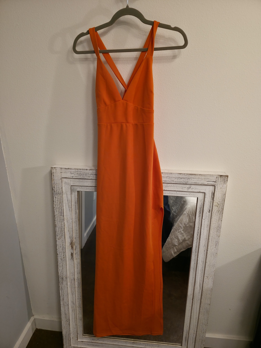 Minuet Petite Bright Orange V-Neck Sleeveless Maxi Dress